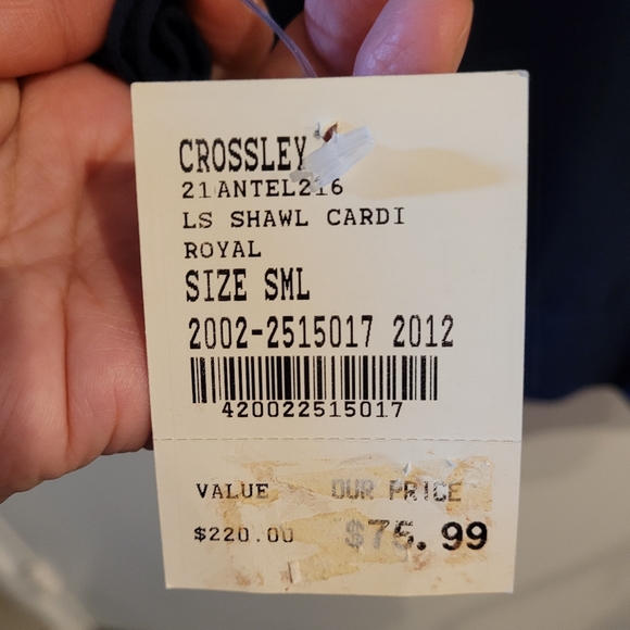 NWT Crossley Blue Shawl Cardigan Sz. S - Picture 7 of 9